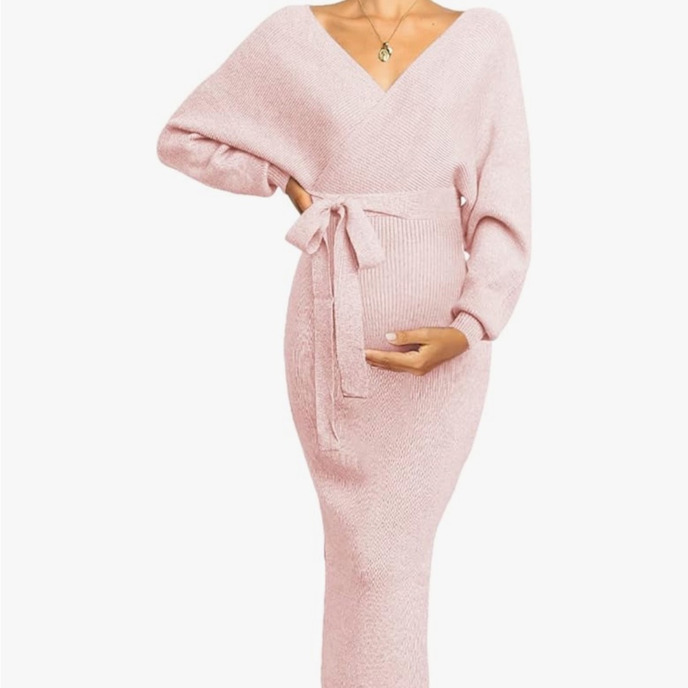Elegant Pink Maternity Dress
